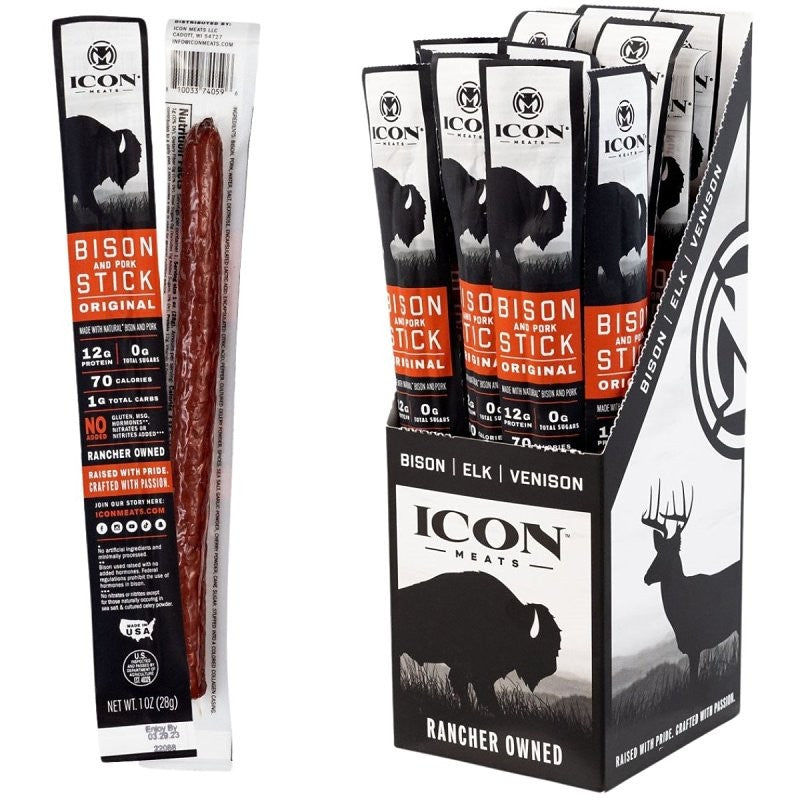 Icon Meats 74059 Bison Stick, Original, 1 oz (Pack of 24)