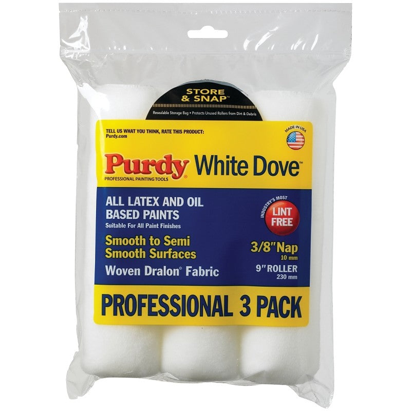 Purdy White Dove 14F863000 Paint Roller Cover, 3/8 in Thick Nap, 9 in L, Dralon Fabric Cover