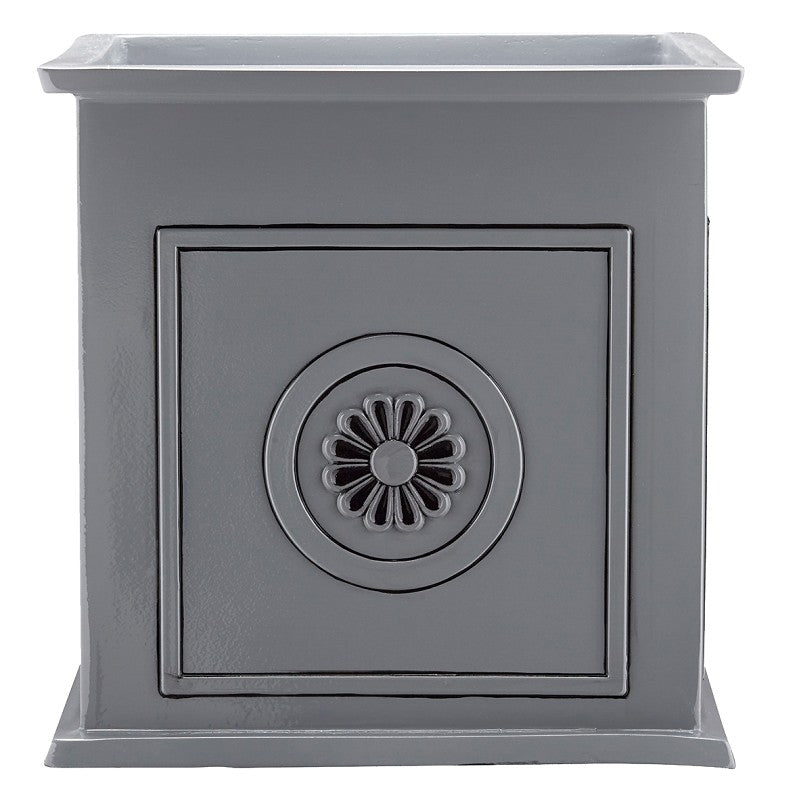 Southern Patio CMX-091868 Colony Planter, 16 in H, 16 in W, 16 in D, Square, Ceramic, Neutral Gray, Gloss