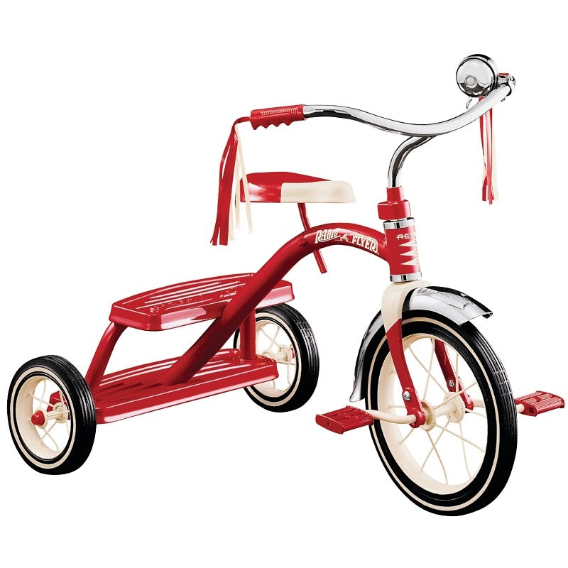 Radio Flyer 33 Series Dual Deck Tricycle, Red, 2-1/2 to 5 years, Steel Frame, 12 x 1-1/4 in Front Wheel