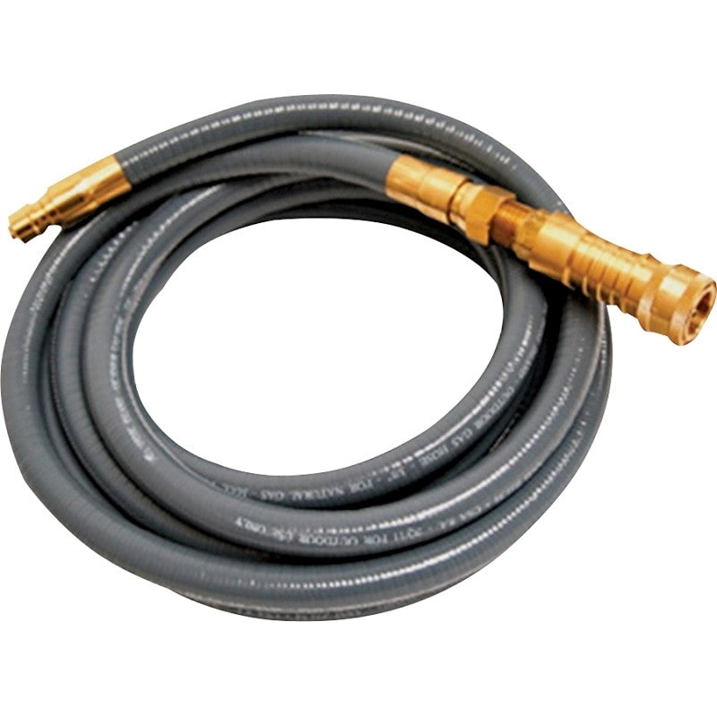 Mr. Heater F273720 Hose Assembly, 12 ft L, 3/8 in FIP x 3/8 in Male Flare, Thermoplastic, Gray