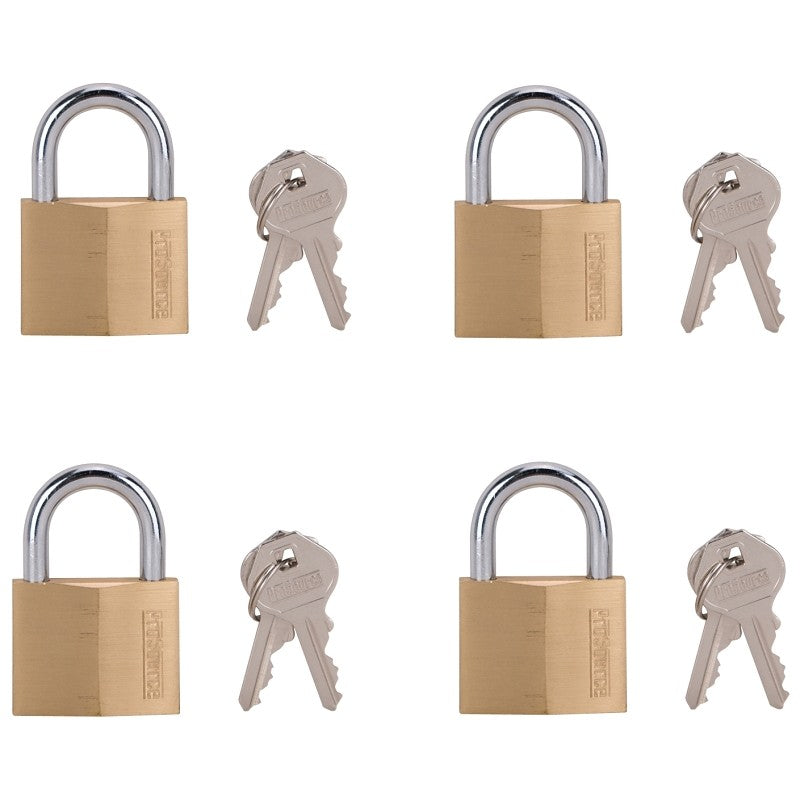 ProSource HD-240DX4-3L Padlock Set, Standard Shackle, 1/4 in Dia Shackle, 1-1/4 in H Shackle, Steel Shackle, Steel Body