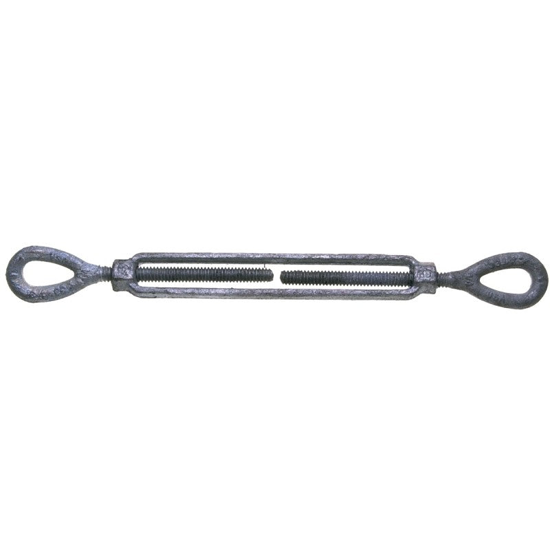 Baron 15-1/2X9 Turnbuckle, 2200 lb Working Load, 1/2 in Thread, Eye, Eye, 9 in L Take-Up, Galvanized Steel
