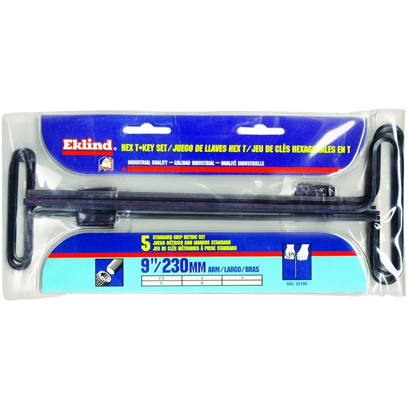 Eklind 35195 Hex T-Key Set, 5-Piece, Steel, Black