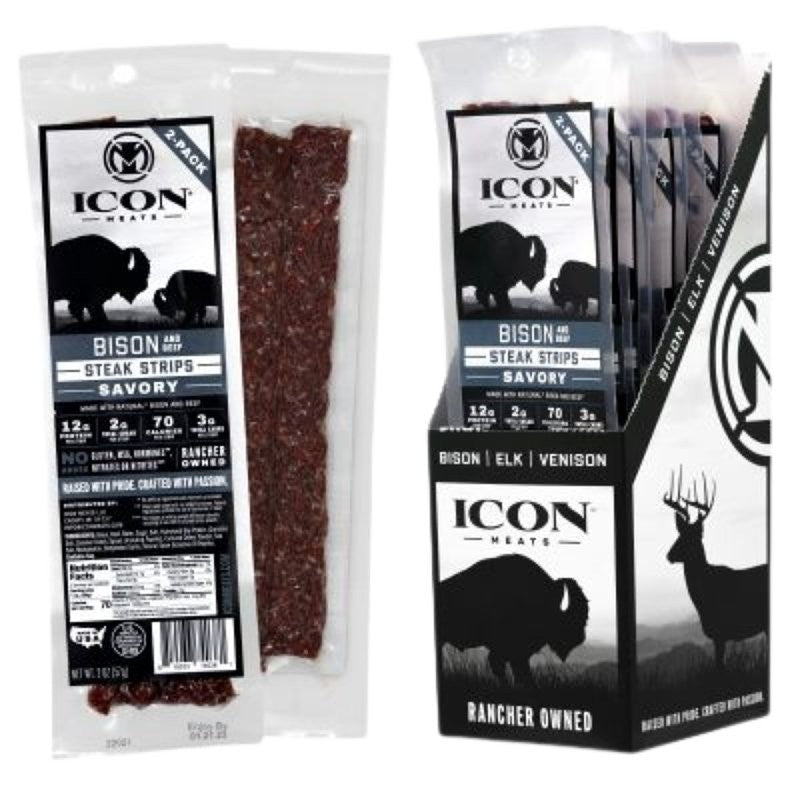Icon Meats 74038 Jerky Steak, Strip, Savory, 2 oz Pack (Pack of 8)