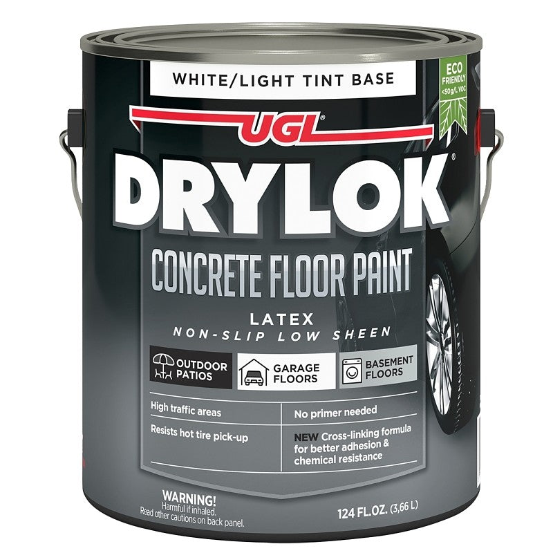 Drylok 43113 Floor Paint, Latex, Flat, Light Tint Base/White, 1 gal, 300 to 400 sq-ft Coverage Area (Pack of 2)
