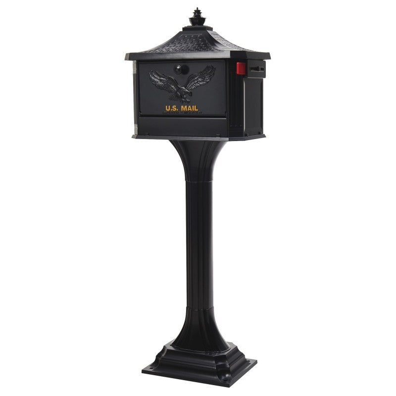 Gibraltar Mailboxes PED0000B Mailbox Post Combo, 1250 cu-in Mailbox, Aluminum Mailbox, Aluminum Post, Black