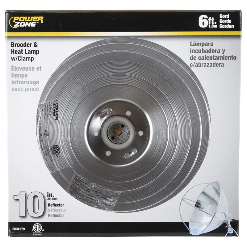 PowerZone ORBL081508 Brooder Clamp Light, Plug In Power Supplies, Clamp Lights Lamp, Silver