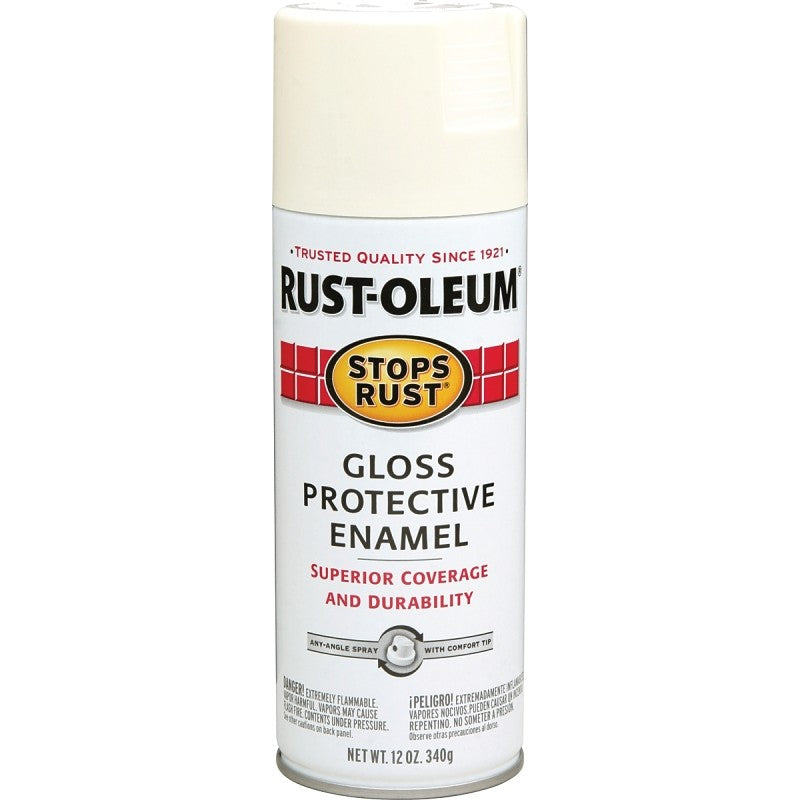 Rust-Oleum 7789830 Rust Preventative Spray Paint, Gloss, Canvas White, 12 oz, Can