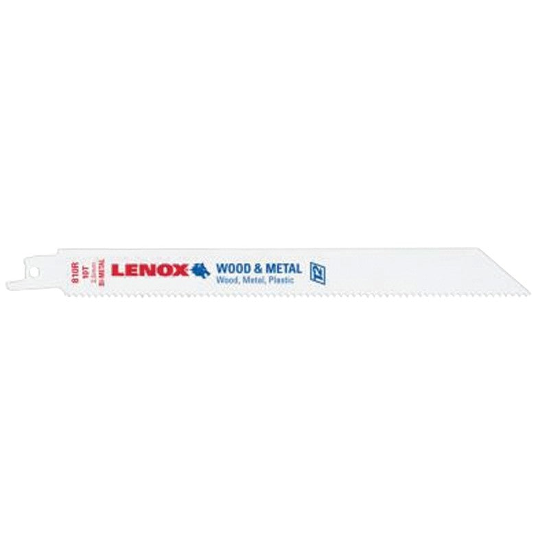 Lenox 20581S810R Reciprocating Saw Blade, 3/4 in W, 8 in L, 10 TPI, HSS Cutting Edge