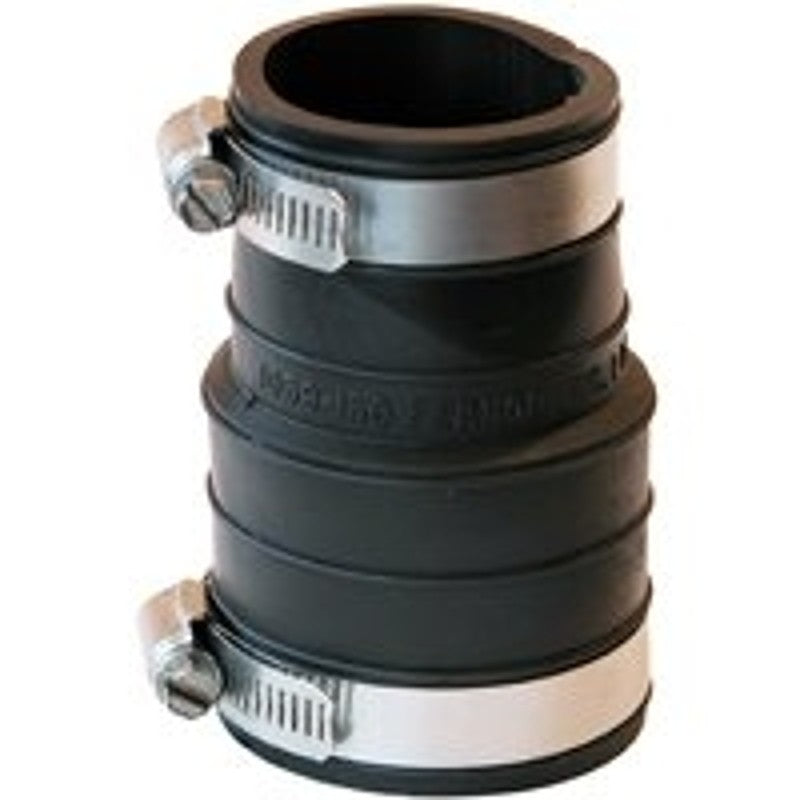 Fernco P1059-150 Flexible Coupling, 1-1/2 in, 3.9 in L, Socket, PVC, Black, 4.3 psi Pressure