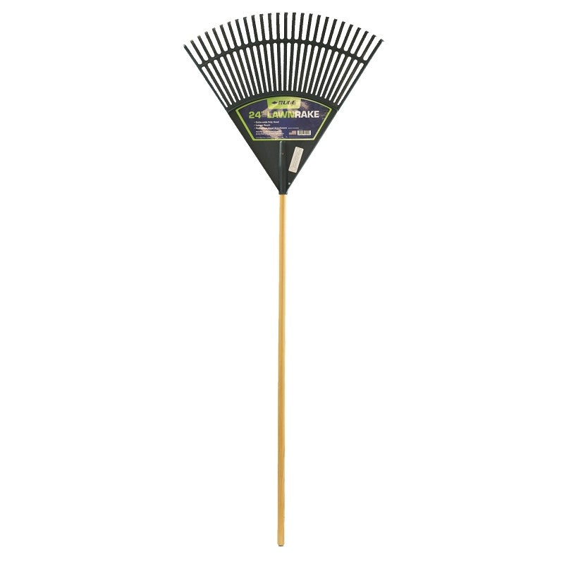 Rugg PP24 Rake, Poly Tine, 24 in W Tine, Hardwood Handle, 48 in L Handle