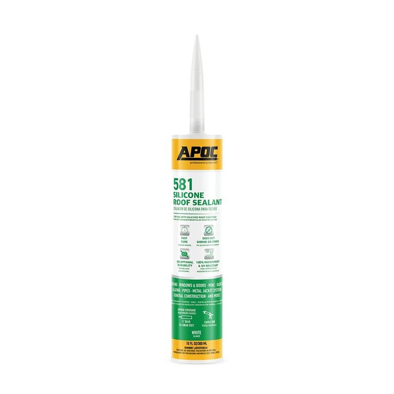 APOC Armor Flash AP-581 Series AP-5819 Silicone Roof Sealant, White, Free-Flowing Paste, 10 oz, Tube (Pack of 12)