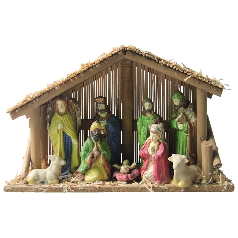 Hometown Holidays 89427 Christmas Collectible, Nativity Set with Stable, Assorted (Pack of 12)