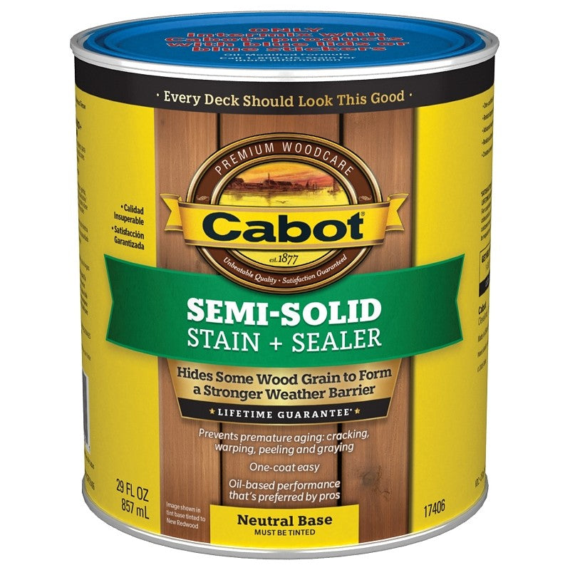 Cabot 17400 Series 140.0017406.005 Deck and Siding Stain, Neutral Base, Liquid
