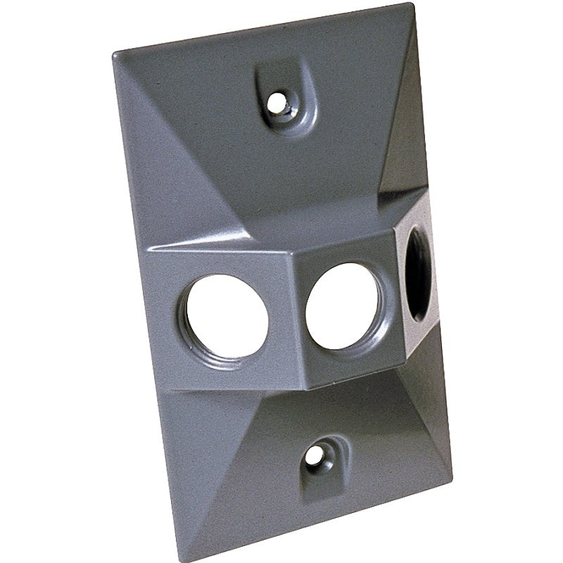 Hubbell 5189-0 Cover, Cluster, Lampholder, 4-19/32 in L, 2-27/32 in W, Rectangular, 1-Gang, Gray, 20/CT