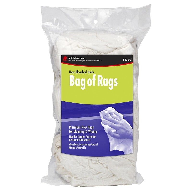Buffalo 60200 Bleached Knit Rag, Bright White, 1 lb