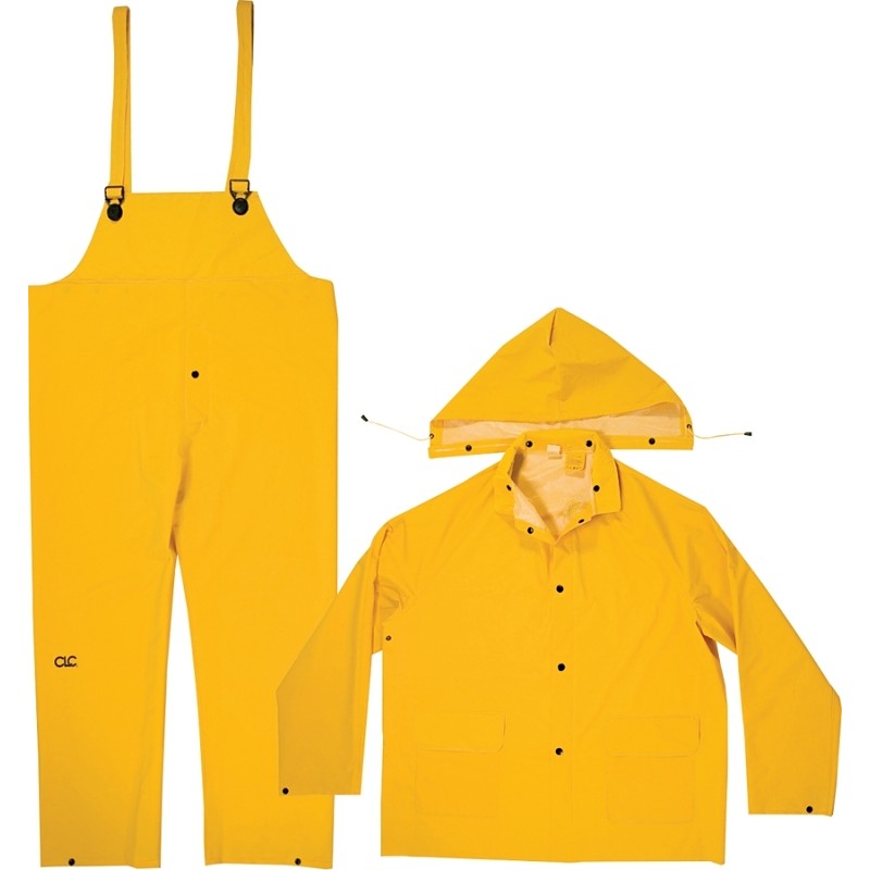 CLC R101M Rain Suit, M, PVC, Yellow, Detachable Collar
