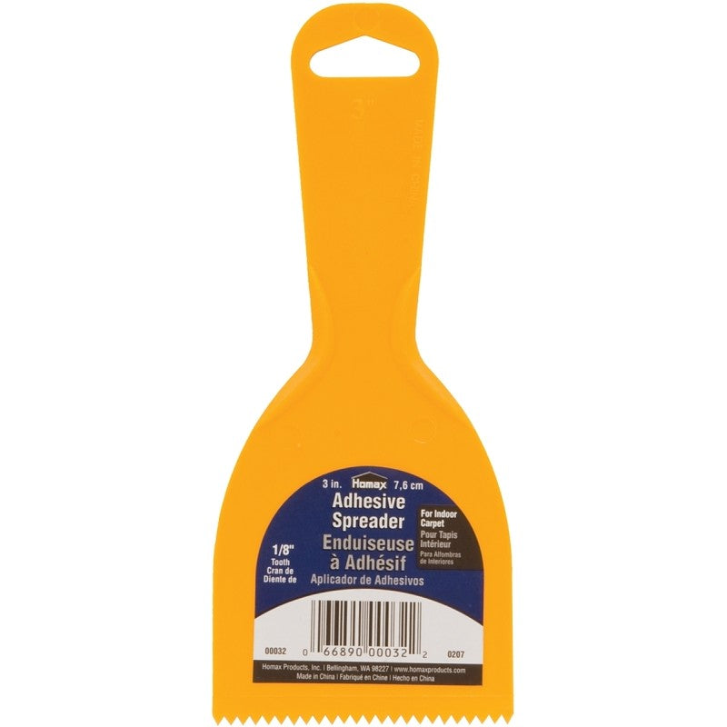 Homax 32 Adhesive Spreader Knife, 1/8 in Notch, Notched Blade, Polystyrene Blade, Polystyrene Handle