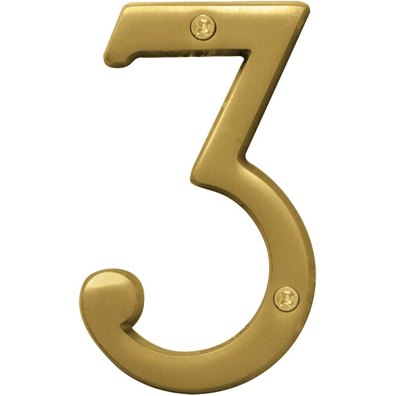 Hy-Ko Prestige Series BR-43BB/3 House Number, 2.938 in W x 6.875 in H Dimensions, Character: 3, 4 in H Character (Pack of 3)