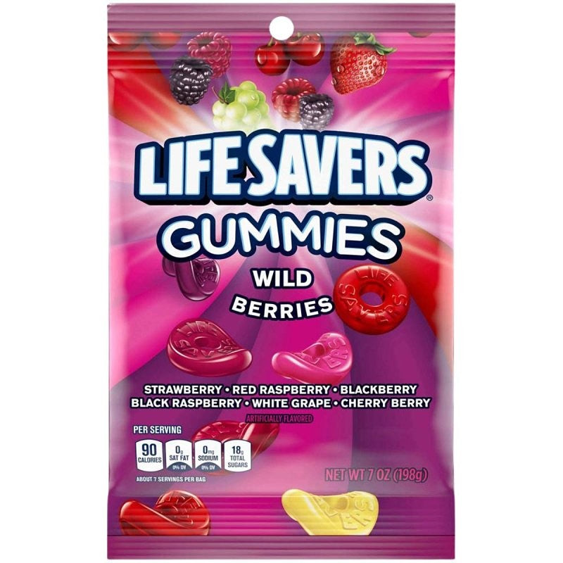 Lifesavers 421885 Wild Berries Gummies, Gummy, Berry, 7 oz Bag (Pack of 12)
