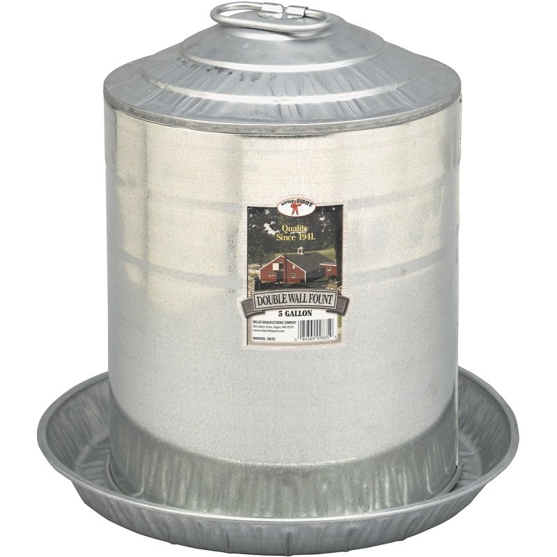Little Giant 9835 Poultry Fount, 5 gal Capacity, Galvanized Steel, Floor, Ground Mounting