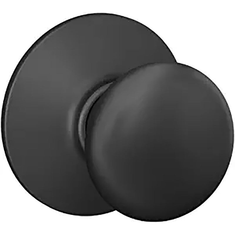 Schlage F Series F10 V PLY 622 Passage Knob, Plymouth, Round, 2-3/4 in Dimensions, Metal, Matte Black, Reversible Hand