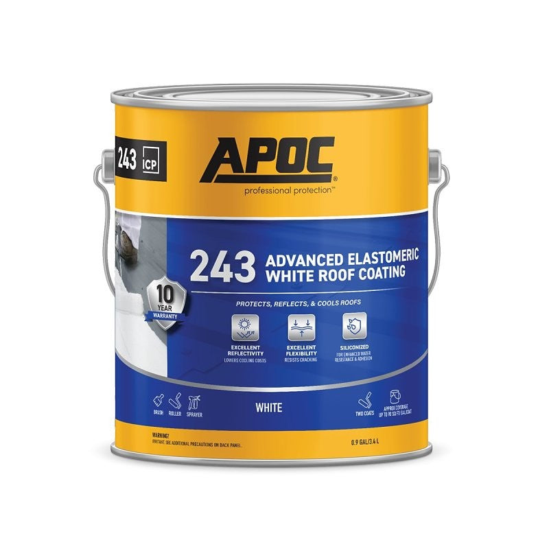 APOC AP-243 Series AP-2431 Advanced Elastomeric Roof Coating, White, 1 gal, Pail, Liquid (Pack of 4)
