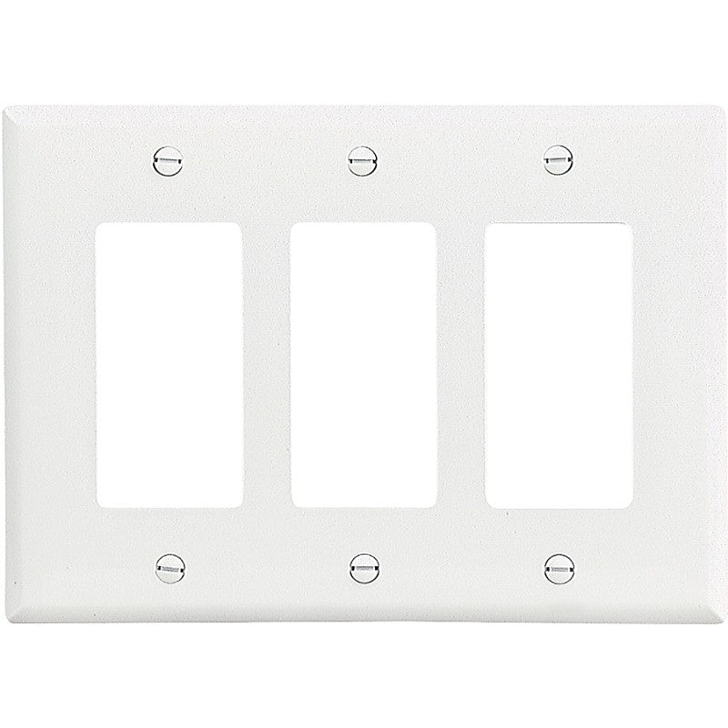 WALL PLATE 3 GANG DECR MID WHT