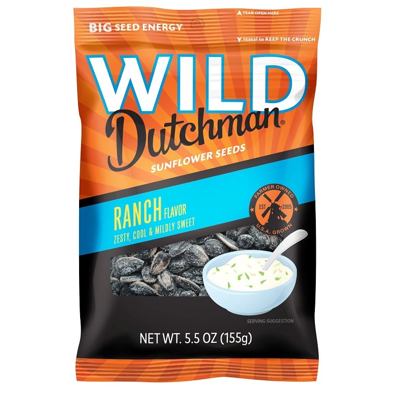 WILD Dutchman 507 Sunflower Seeds, Ranch, 5.5 oz Bag (Pack of 12)