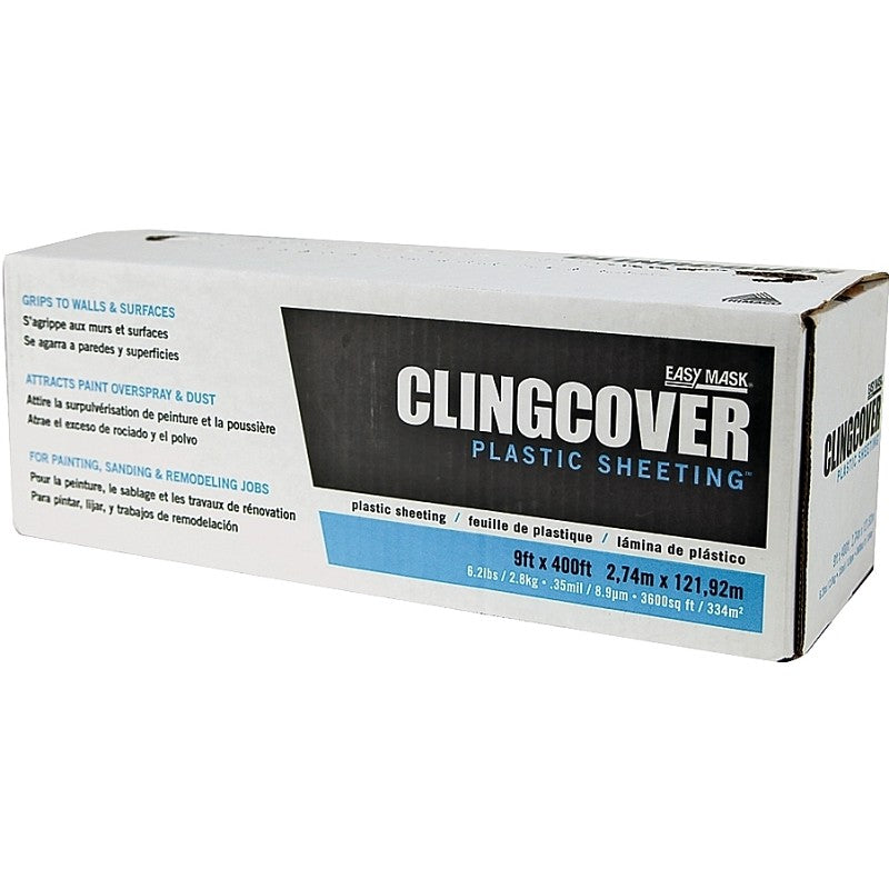 Trimaco EasyMask 79400 Plastic Sheeting, 400 ft L, 9 in W, Clear