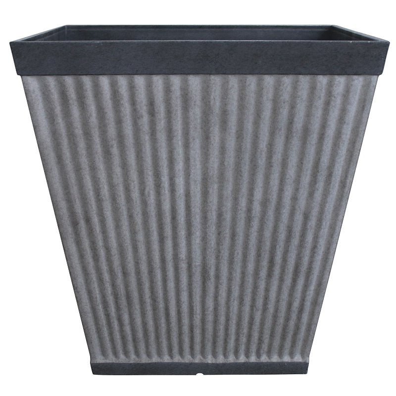 Southern Patio HDR-046851 Planter, 16 in H, 16 in W, 16 in D, Square, Resin, Rustic Galvanized, Silvery