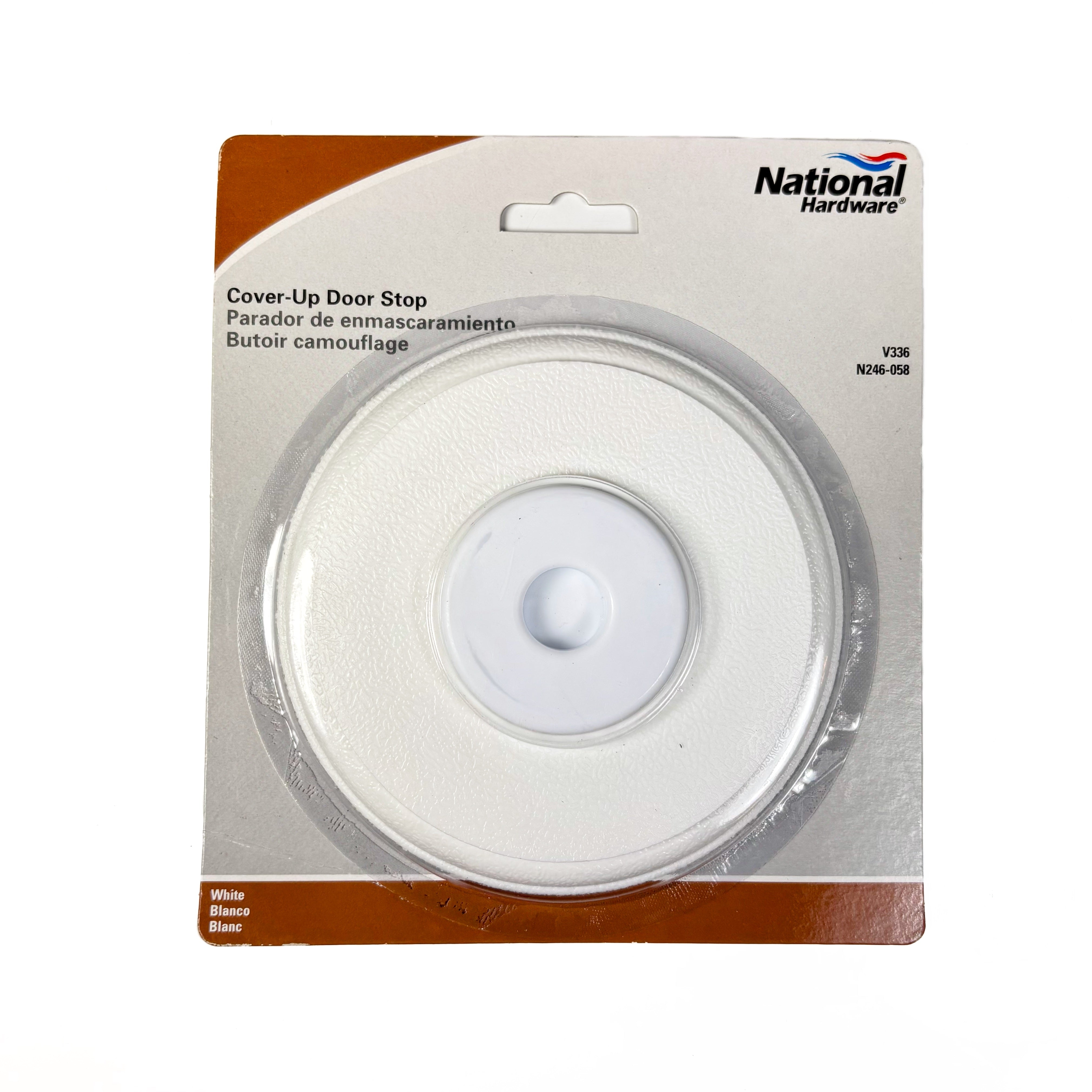 National Hardware N246-041 Door Stop, 5-3/8 in Dia Base, 11/16 in Projection, Plastic, White