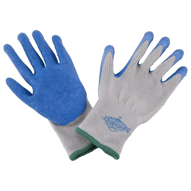 Diamondback GV-SHOWA/M Gripper Work Gloves, Men & Women, 9-1/8 in L, Knit Liner Cuff, Rubber Latex Coating, Grey & Blue