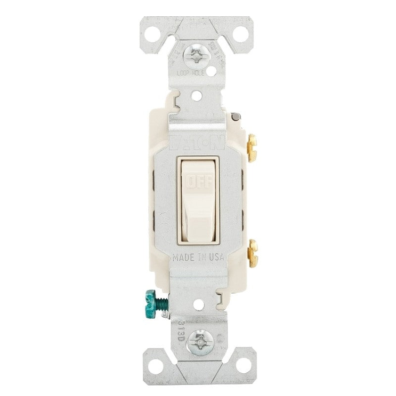 Eaton Wiring Devices CS120LA Toggle Switch, 20 A, 120, 277 VAC, PVC Housing Material, Light Almond