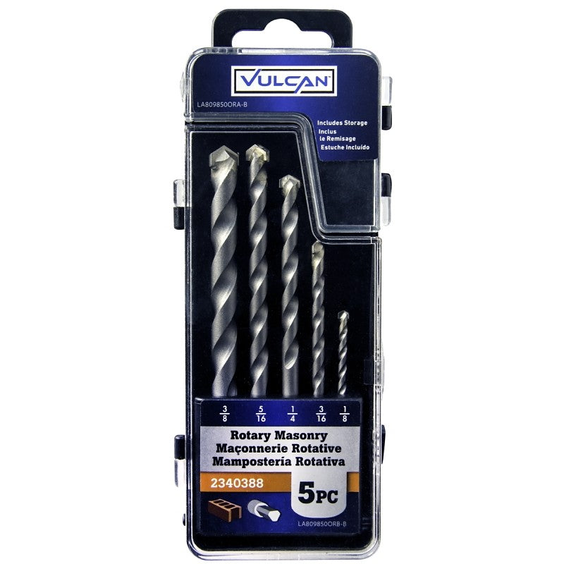 Vulcan 809850OR Rotary Drill Bit Set, Masonry, 5-Piece, Steel, Sandblasted