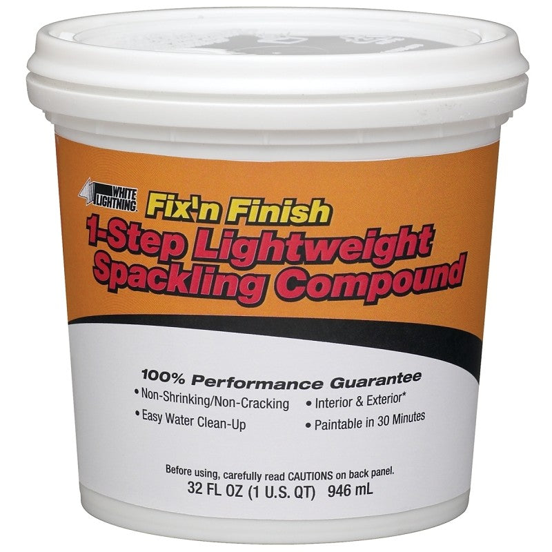 White Lightning WL60520 Lightweight Spackling, White, 1 qt, Can