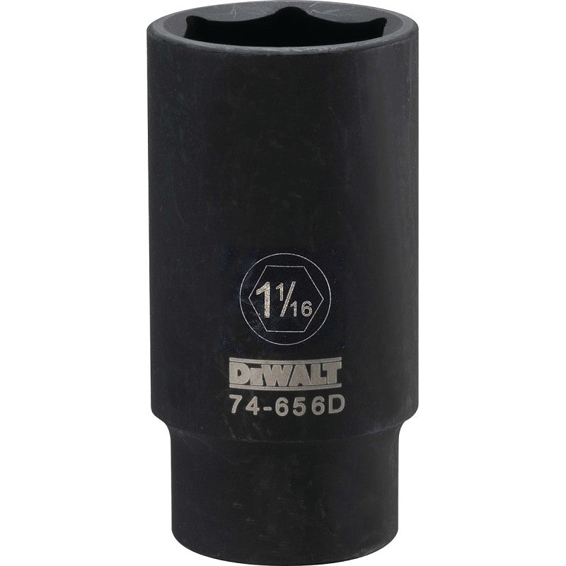 DEWALT DWMT74656OSP Impact Socket, 1-1/16 in Socket, 1/2 in Drive, 6-Point, CR-440 Steel, Black Oxide