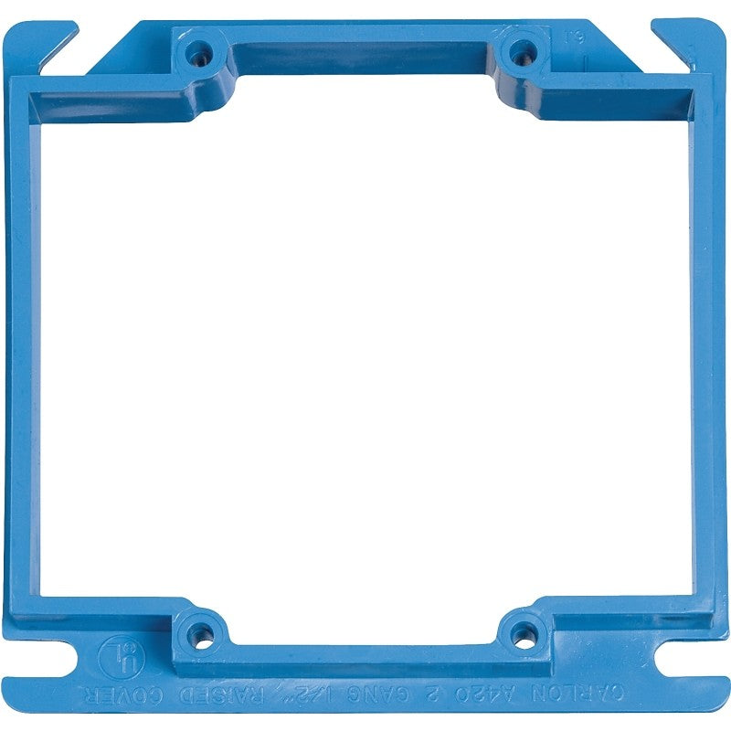 Carlon A420RR Electrical Box Cover, 4 in L, 4 in W, Square, 2-Gang, Blue, PVC