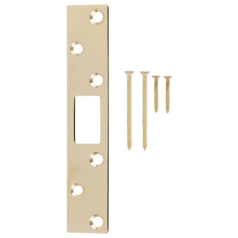 ProSource HSH-004-PS Security Door Latch Strike, Steel, Brass, 6 in H, 1-1/8 in W