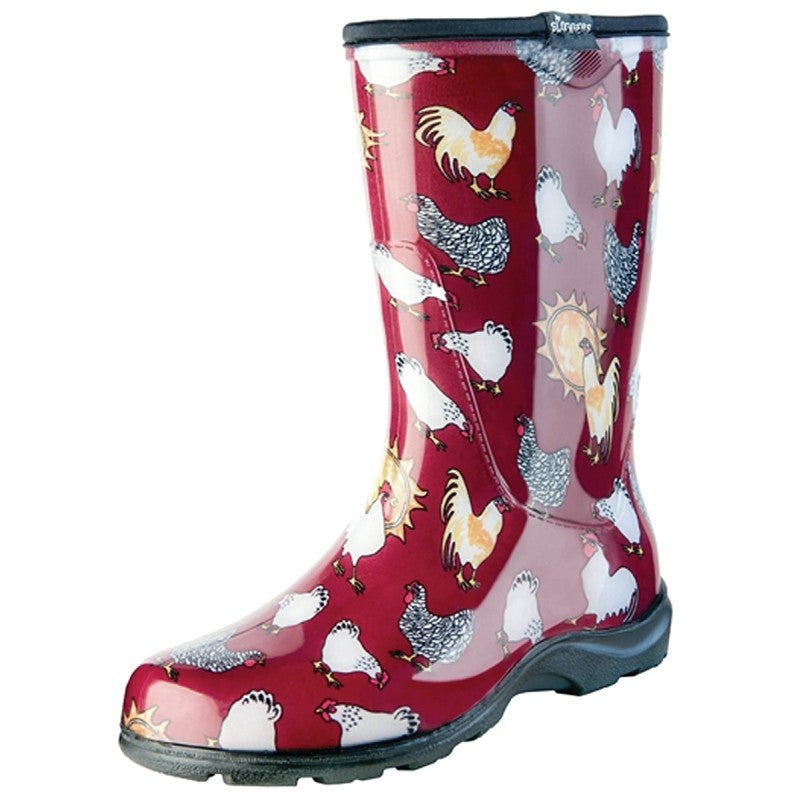 Sloggers 5016CBR-06 Rain and Garden Boots, 6 in, Chicken, Barn Red
