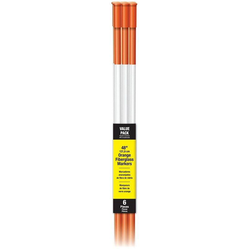 Hy-Ko DM800VP6 Driveway Marker, Fiberglass Post, Orange Post