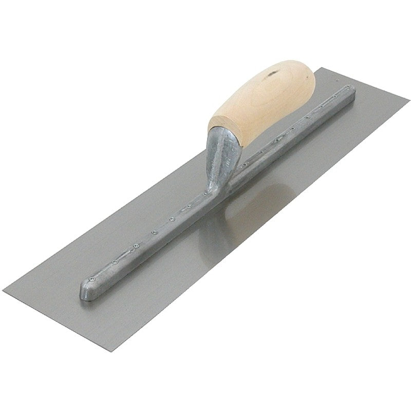 Marshalltown FT364 Finishing Trowel, 16 in L Blade, 4 in W Blade, Steel Blade, Curved Handle, Wood Handle