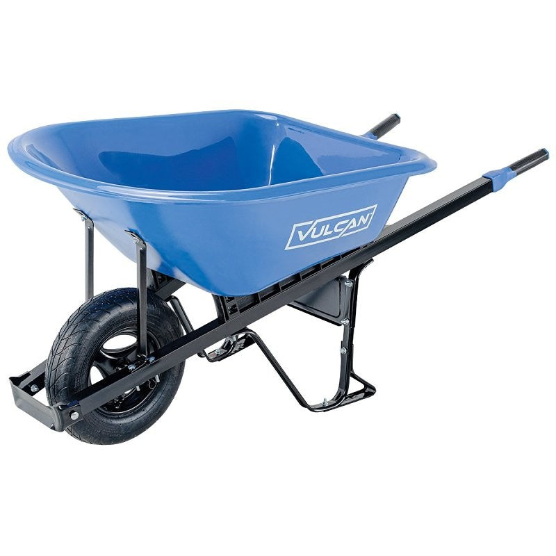 Vulcan PH6-S-OR Wheelbarrow, 6 cu-ft Volume, High-Density Polyethylene, 1-Wheel, Pneumatic Wheel, 16 in Wheel