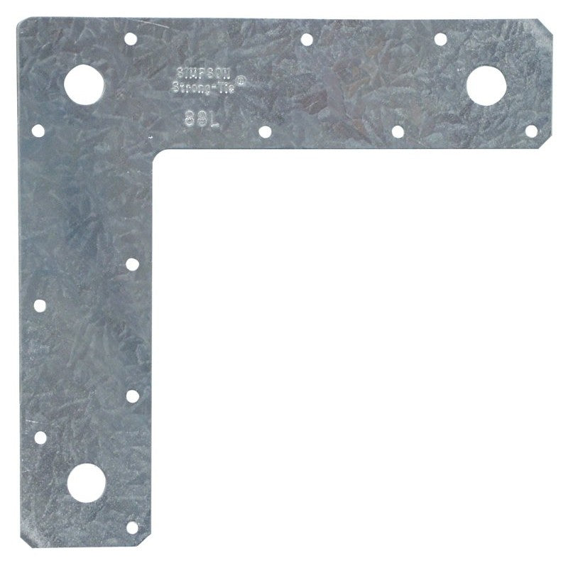 Simpson Strong-Tie L 88L L-Strap, 8 in L, 2 in W, Steel, Galvanized, Fastening Method: Nail (Pack of 10)