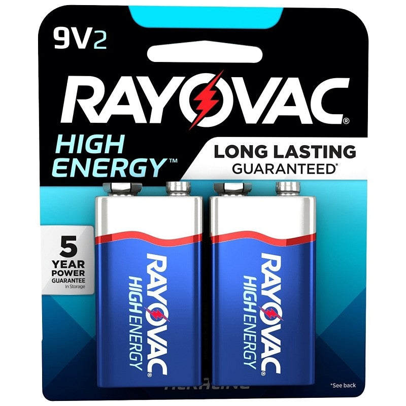 Rayovac HIGH ENERGY A1064-2T Battery, 9 V Battery, Alkaline, Rechargeable: Yes