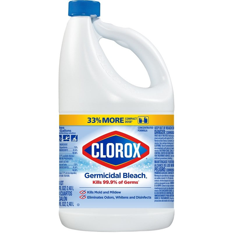 Clorox 32464 Germicidal Bleach, 81 oz, Liquid, Bleach, Pale Yellow (Pack of 6)