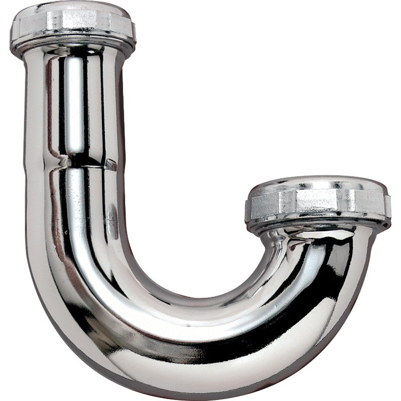 Plumb Pak PP256CP J-bend without Cleanout, 1-1/2 x 1-1/4 in, Brass, Chrome