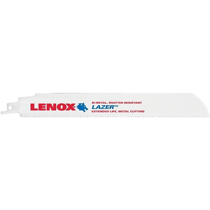 Lenox LAZER 24905T9110R Reciprocating Saw Blade, 1 in W, 9 in L, 10 TPI, HSS Cutting Edge