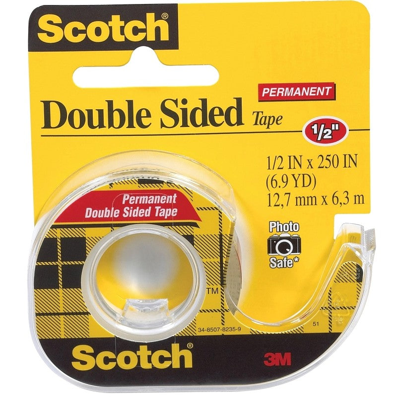 Scotch 136 Office Tape, 250 in L, 1/2 in W, Plastic Backing